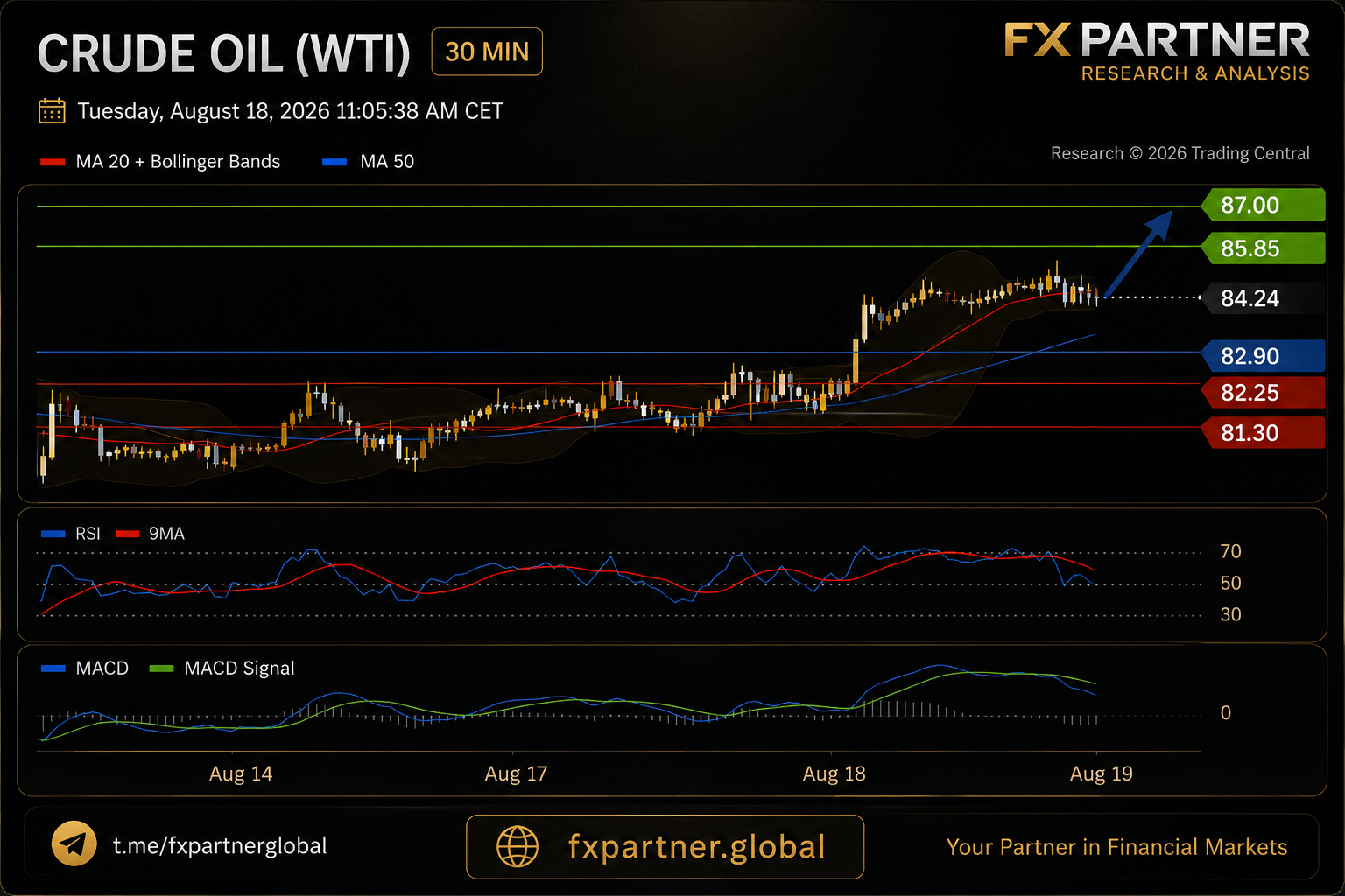 Ham Petrol (WTI) Gün İçi: Hedef 85,85